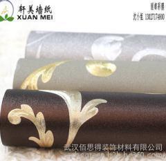 湖北無紡布?jí)垙S家軒美金箔壁紙 KTV酒店金色墻紙與客廳電視背景墻裝飾藝術(shù)